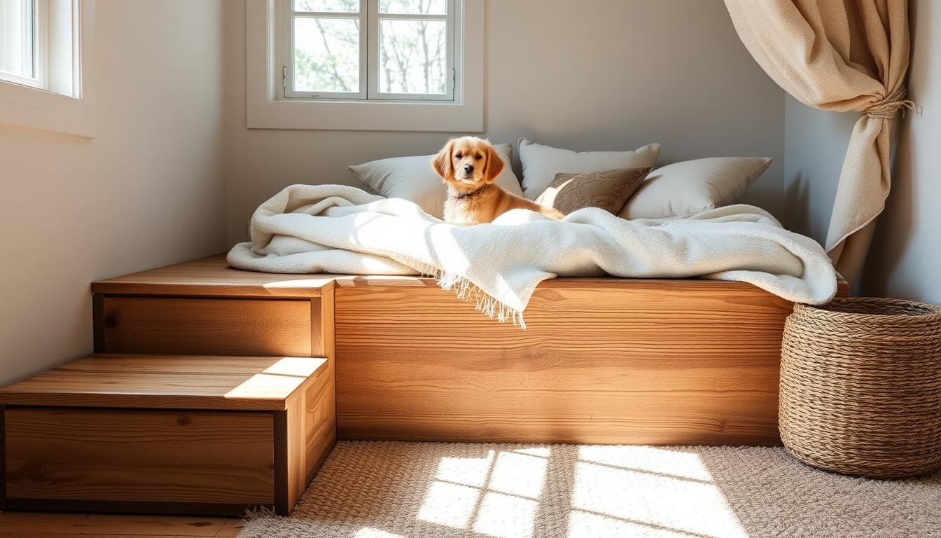 elevated dog bed steps